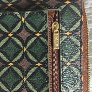 Fossil Green and Brown Patterned Wallet